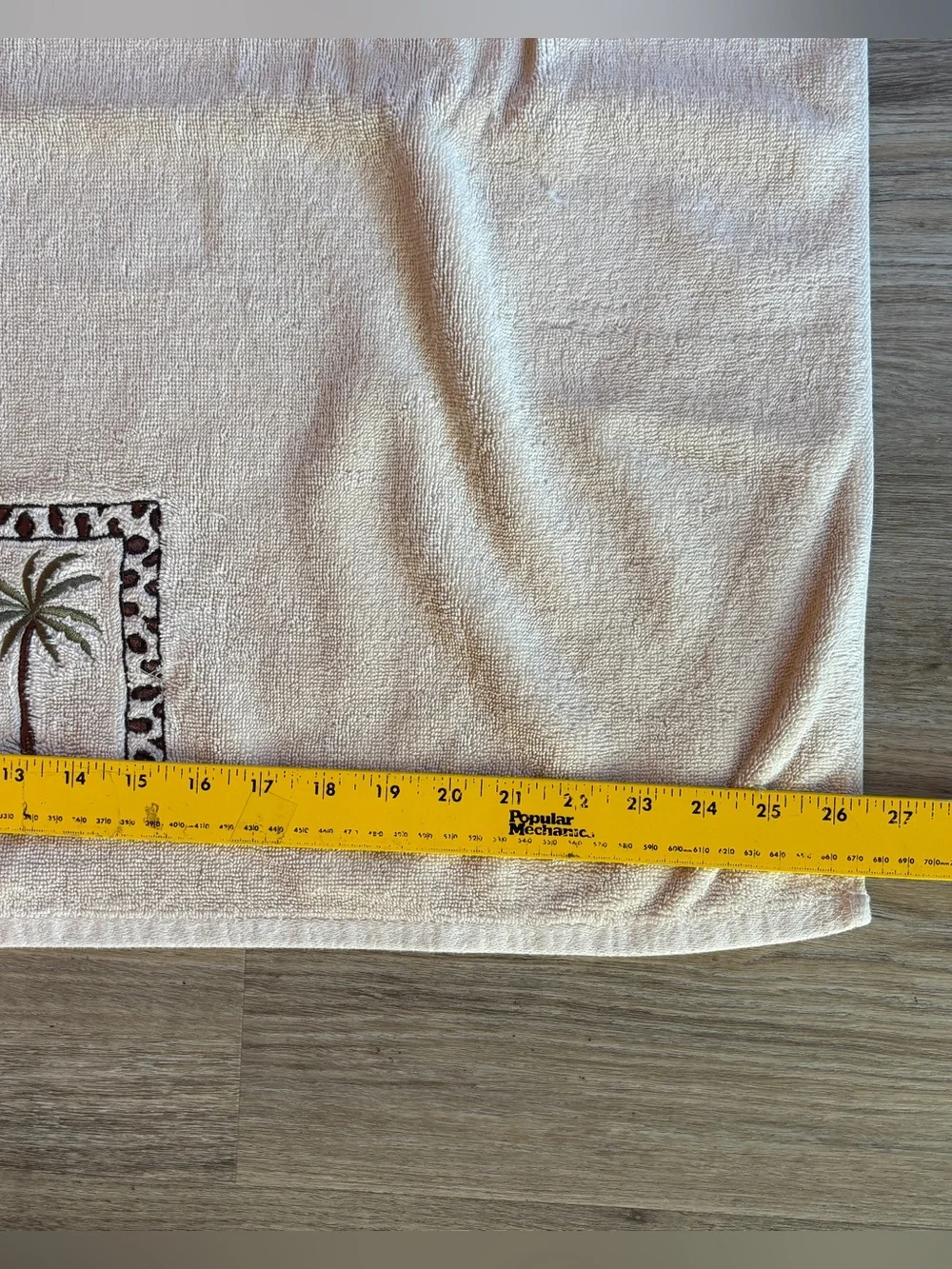 Avanti EMB Palm Tree Terry Towel Set Beige Tropical Animal Print Border Set of 2